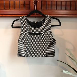 Forever 21 Women's Black White Dot Print Crop M